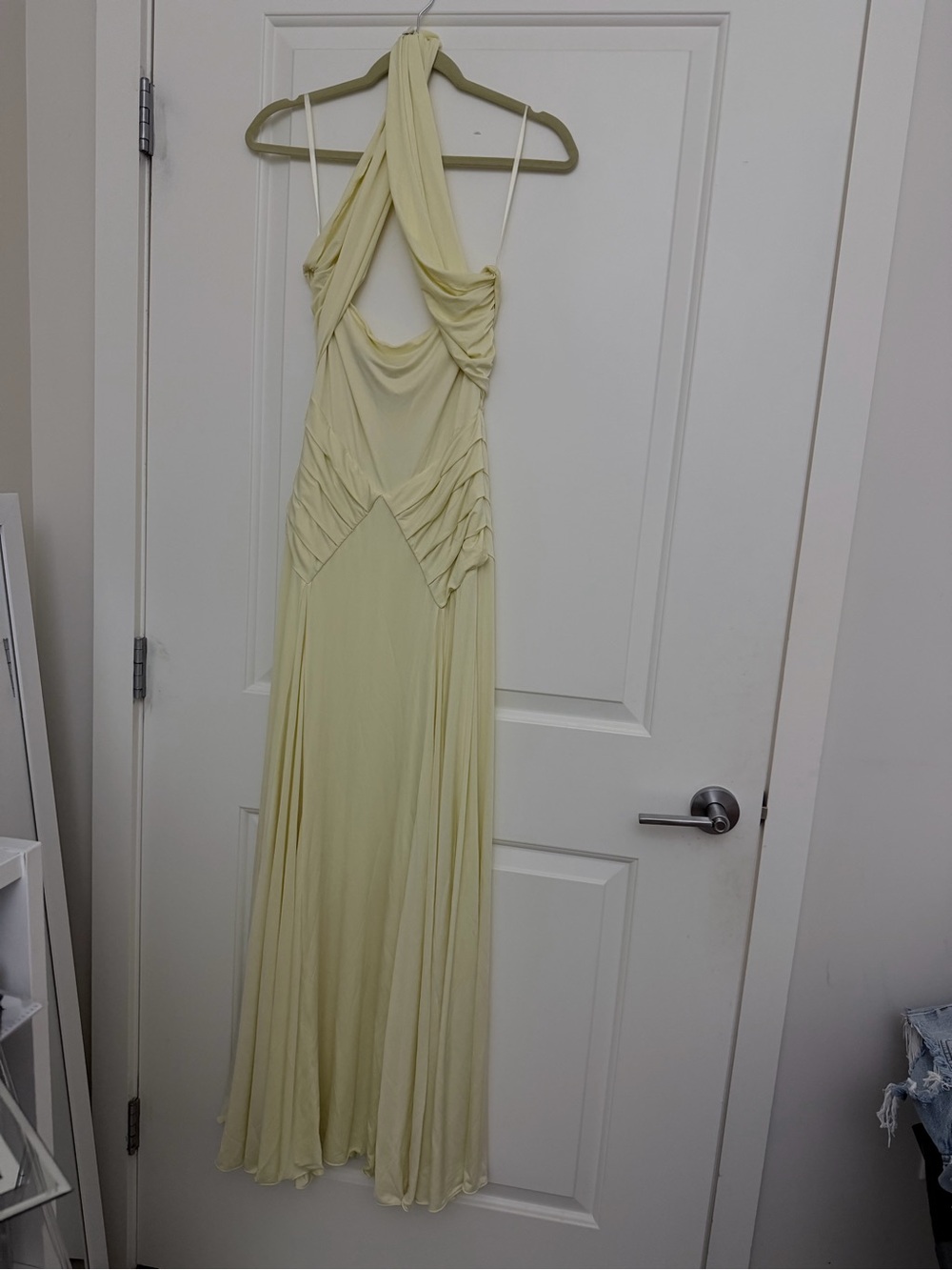 Meshki Light Yellow Cross-Halter Maxi Gown - Picture 3 of 4